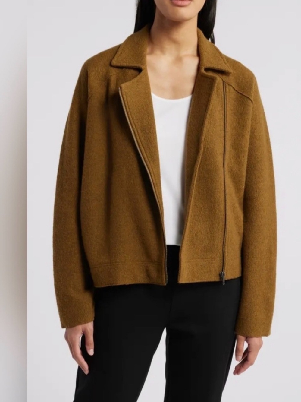 Lightweight Boiled Wool Motorcycle Jacket in Regenerative Wool